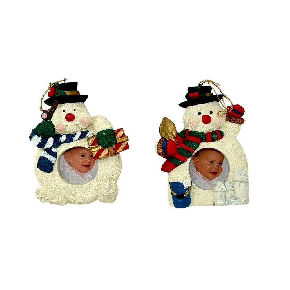 Vintage Windsor Collection Snowman‎ Christmas Ornament Photo Frames -  Set Of 2